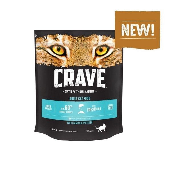 Сухой корм Crave Holistic для взрослых кошек, с Лососем и Белой рыбой, 750 г