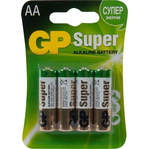Батарейка алкалиновая GP AA 15А, 4 шт.