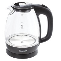 Электрический чайник SONNEN KT-1786, 1,7 л, 2200 Вт, закрытый нагревательный элемент, стекло, 453422