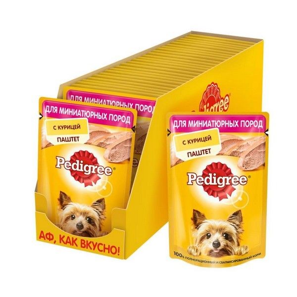 Влажный корм для собак Pedigree курица, 24 шт по 80 г