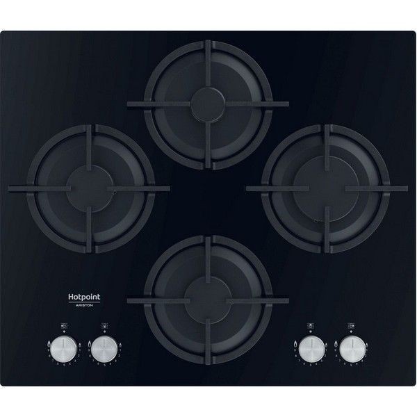 Варочная панель газовая Hotpoint QS 61S/BK, 4 конфорки, 60x51 см, цвет чёрный