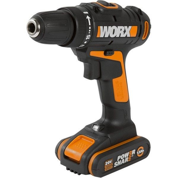 Дрель-шуруповерт аккумуляторная Worx WX101, 20 В Li-ion 2x1.5 Ач