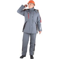 Куртка ХАЙ-ТЕК утеплённая, серый-красный-черный, женская (разм. 88-92, рост 170-176)