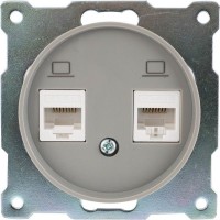 Розетка компьютерная двойная встраиваемая Onekey Florence RJ45, UTP cat 5e, цвет серый