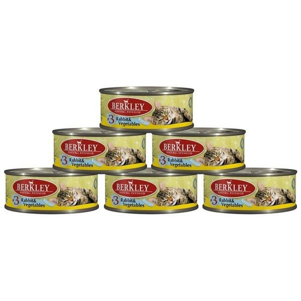 Консервы Berkley Kitten Menu для Котят кролик с овощами №3 100г (6 шт.)
