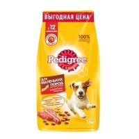 Сухой полнорационный корм PEDIGREE для взрослых собак маленьких пород, с говядиной, 13кг