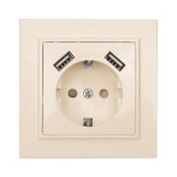 Розетка EKF с защитной шторкой с 2 USB ERR16-028-200-2USB