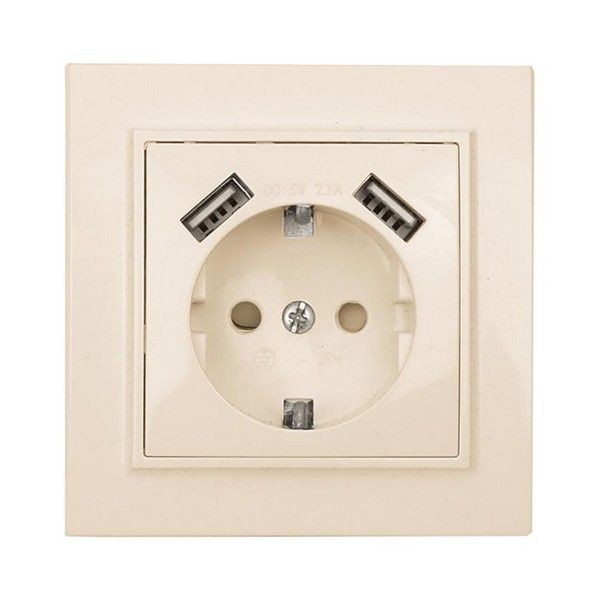 Розетка EKF с защитной шторкой с 2 USB ERR16-028-200-2USB