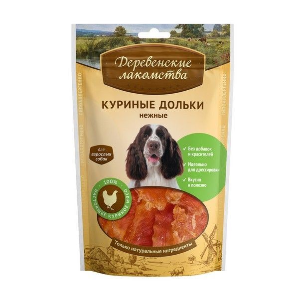 Деревенские лакомства для собак Куриные дольки нежные 90гр