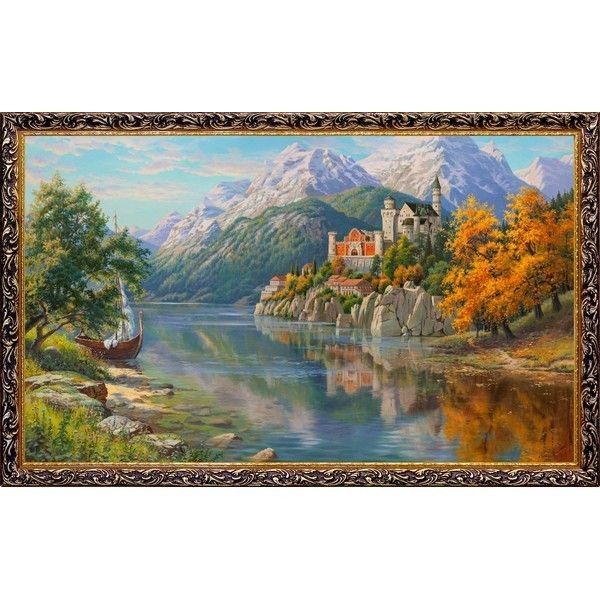 Картина на холсте Русская коллекция Замок у реки, 68х108 см