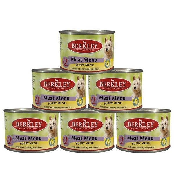Консервы Berkley Puppy Menu для Щенков ягненок с рисом №2 200г (6 шт.)