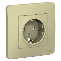 Розетка встраиваемая Schneider Electric Blanca с заземлением, со шторками, цвет бежевый