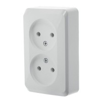 Розетка двойная накладная Schneider Electric Этюд без заземления, цвет белый