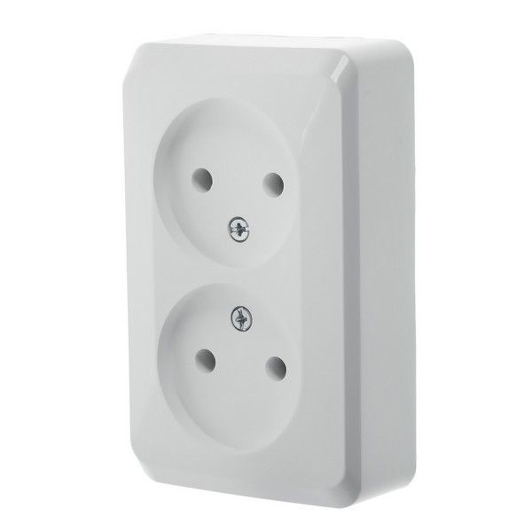 Розетка двойная накладная Schneider Electric Этюд без заземления, цвет белый