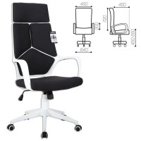 Кресло офисное Brabix Premium Prime Ex-515, пластик белый, ткань, черное, 531812