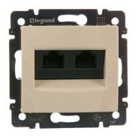 Розетка компьютерная двойная встраиваемая Legrand Valena RJ45, UTP cat 5, цвет бежевый