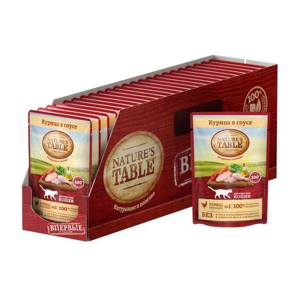 Влажный корм для кошек Nature’s Table Курица в соусе, 24 шт по 85г