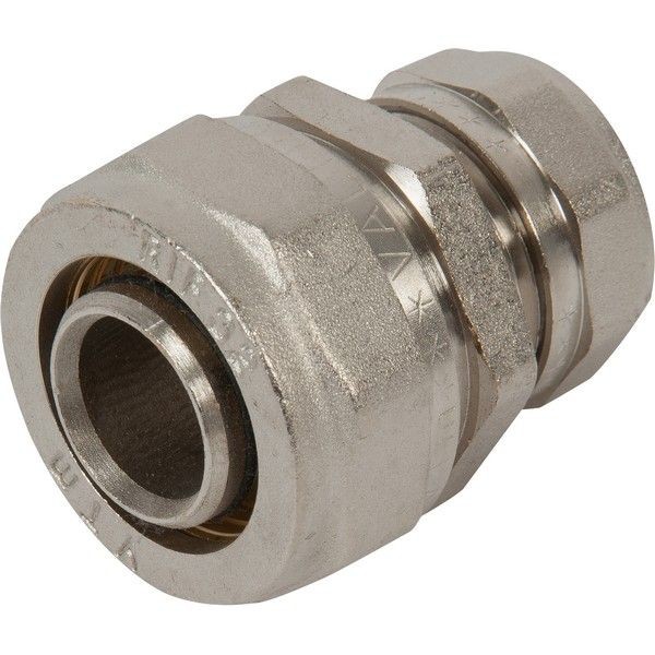 Соединитель обжимной Valtec, 32-26 мм, никелированная латунь VTm.303.N.003226