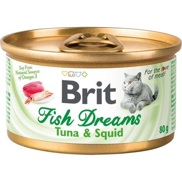 Консервы для кошек BRIT Fish Dreams Tuna&Squid Тунец Кальмар 80 г