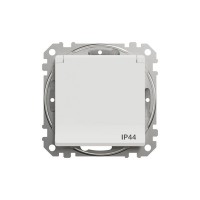 Розетка встраиваемая влагозащищенная Schneider Electric Sedna Design с крышкой IP44, цвет белый