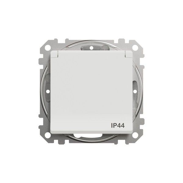 Розетка встраиваемая влагозащищенная Schneider Electric Sedna Design с крышкой IP44, цвет белый