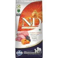 Сухой корм для собак средних и крупных пород FARMINA N&D Grain Free Dog Medium&Maxi беззерновой Ягненок Черника Тыква 12 кг