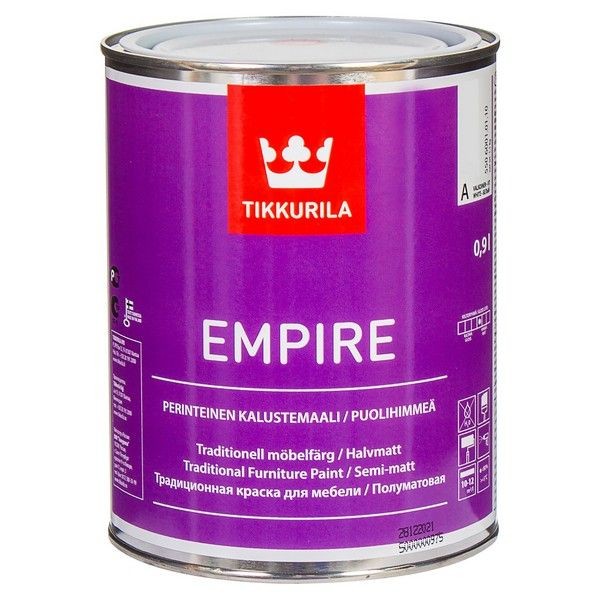 Эмаль Tikkurila Эмпире полуматовая цвет белый 0.9 л