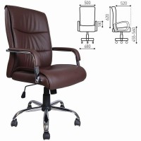 Кресло офисное Brabix Space Ex-508, экокожа, хром, коричневое, 531164