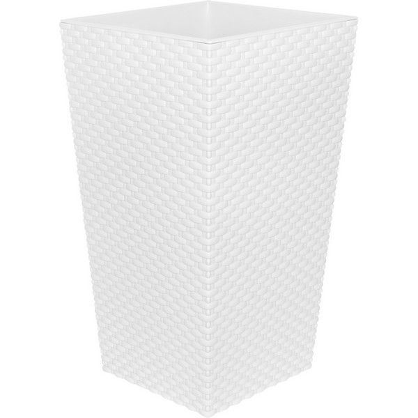 Горшок цветочный Idea Ротанг 26x26x45.7 см v7.6 л пластик белый