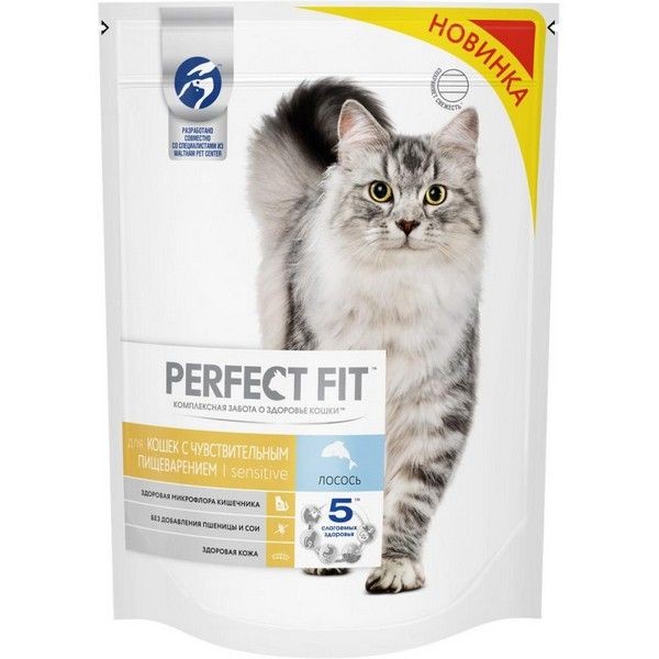 Сухой корм для кошек Perfect Fit лосось, 650 г