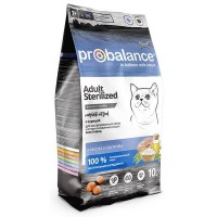 Сухой корм для стерилизованных кошек и кастрированных котов PROBALANCE Sterilized Корм Курица Рис 10 кг