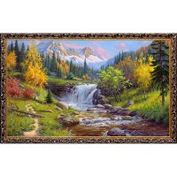 Картина на холсте Русская коллекция Горный ручей, 68х108 см