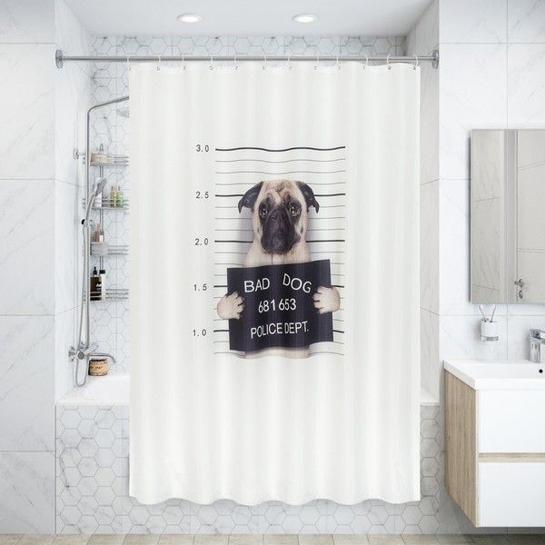 Штора для ванны Dogs 180x200 см, полиэстер, цвет бежевый