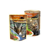 Консервы для кошек Ночной охотник кошек Мясное ассорти кусочки в желе 415гр