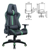 Кресло компьютерное Brabix Gt Carbon Gm-120, две подушки, экокожа, черное/зеленое, 531929