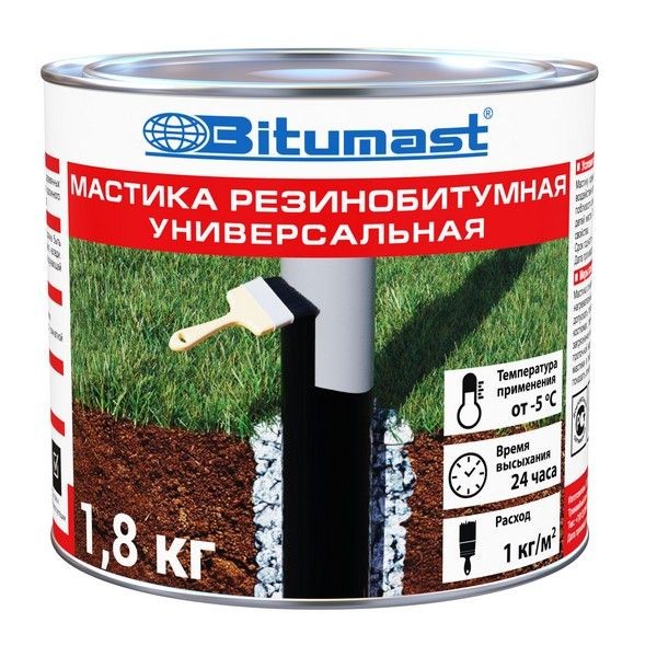 Мастика битумно-резиновая универсальная, 1.8 кг