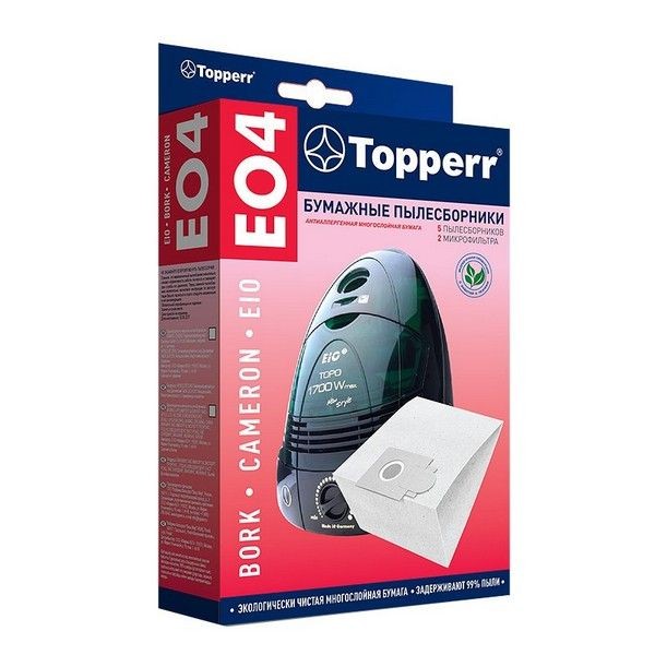 Комплект бумажных мешков для пылесоса Topperr EO 4