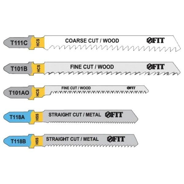 Набор полотен для электролобзика FIT, T111C, T101BR, T101AO, T118A, T118B, 5 шт. 41011