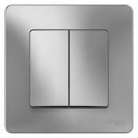Выключатель встраиваемый Schneider Electric Blanca 2 клавиши, цвет алюминий