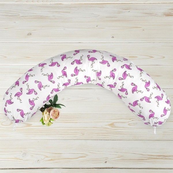 Подушка AmaroBaby для беременных Фламинго 170х25 см, холлофайбер