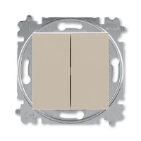 Выключатель встраиваемый ABB Levit 2 клавиши, цвет кофе макиато/белый