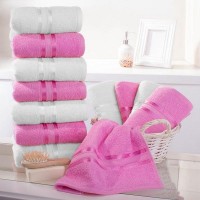 Полотенце для рук Harmonika Цвет: Розовый, Белоснежный (30х50 см - 12 шт) br34648