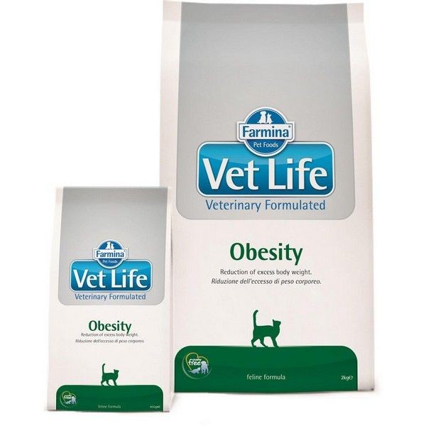 Сухой корм для кошек при ожирении FARMINA Vet Life Obesity подходит для питания стерилизованных животных 400 г