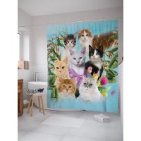 Шторка для ванной Ambesonne Смирные коты 180х200 см