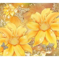 Фотообои DeliceDecor Золотые цветы Ф 163 300х270 см