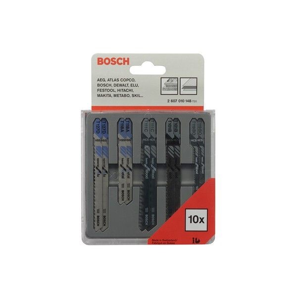 Набор пилок для лобзика по дереву и металлу Bosch, 10 шт.