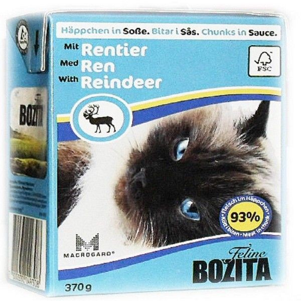 Влажный корм для кошек BOZITA Кусочки в соусе Олень 370 г