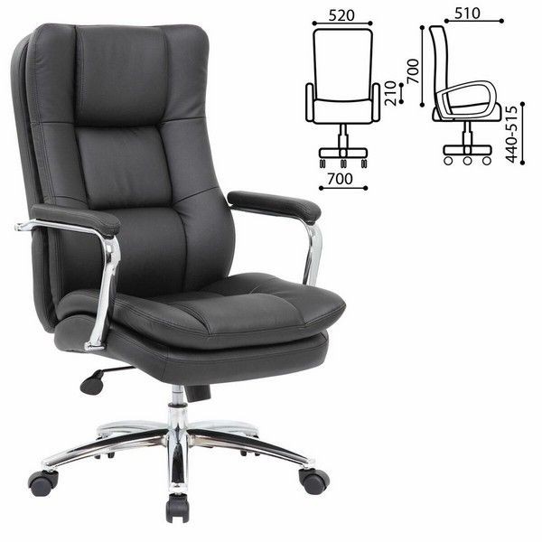 Кресло офисное Brabix Premium Amadeus Ex-507, экокожа, хром, черное, 530879