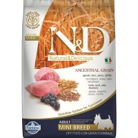 Сухой корм для собак мелких и карликовых пород FARMINA N&D Ancestral Grain Lamb&Blueberry Adult Mini Ягненок Черника 7 кг
