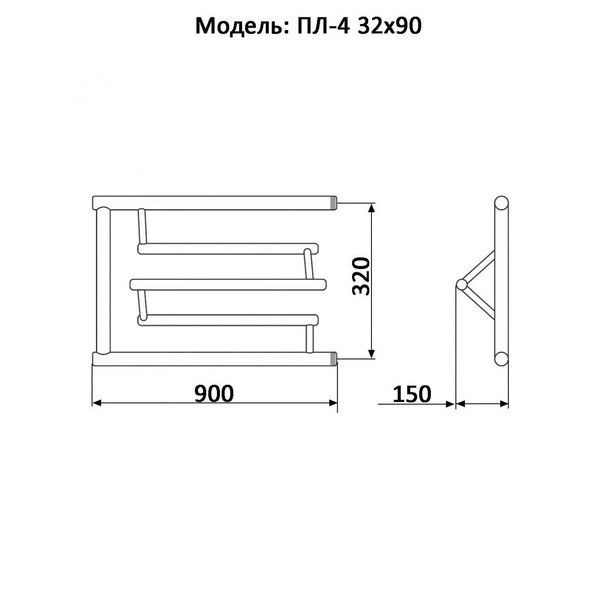 Водяной полотенцесушитель Ника Econ ПЛ-4 32/90